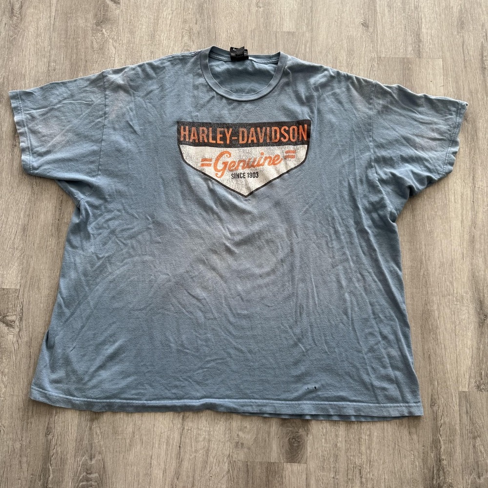 Harley Davidson Shirt Mens 3XL Blue Genuine Hollywood Los Angeles Graphic Tee